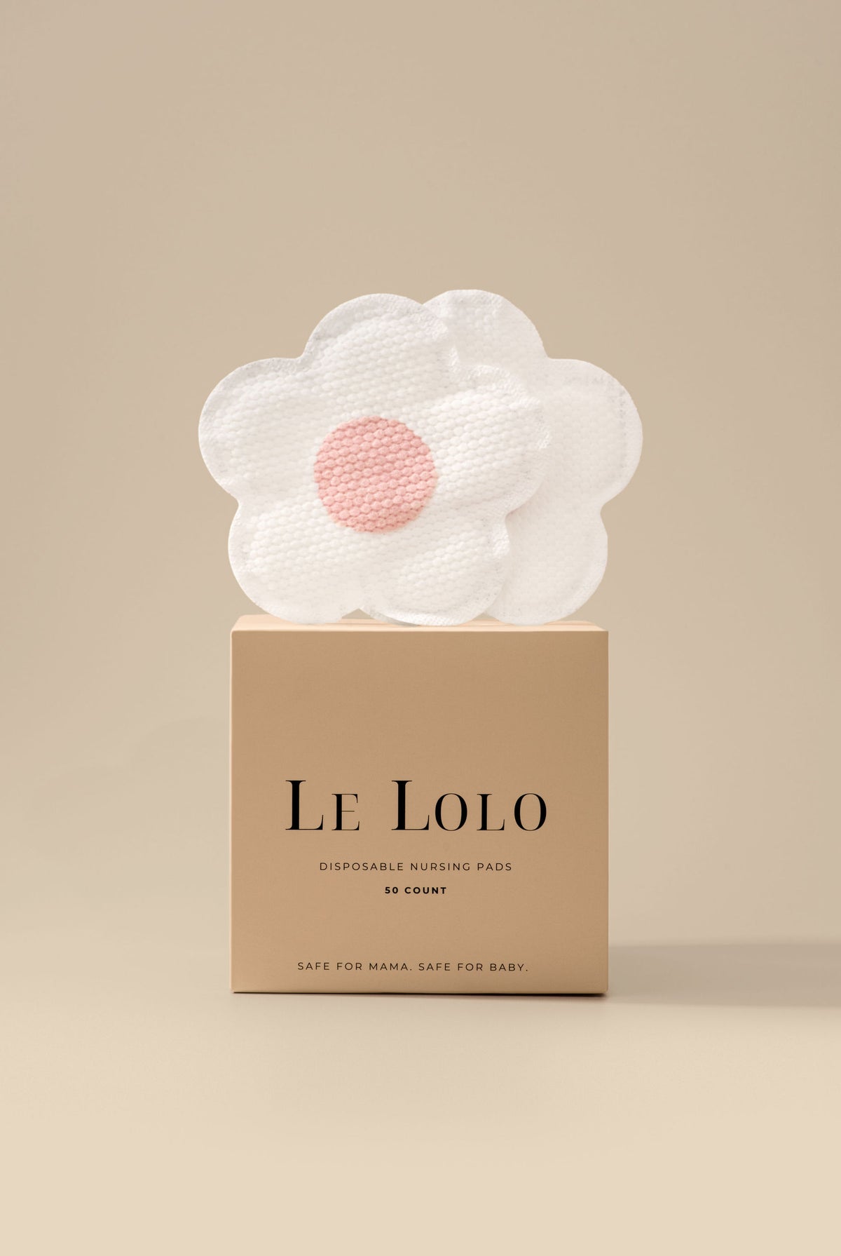 Le Lolo disposable breast pads in floral packaging, designed for discreet, everyday breastfeeding leak protection.