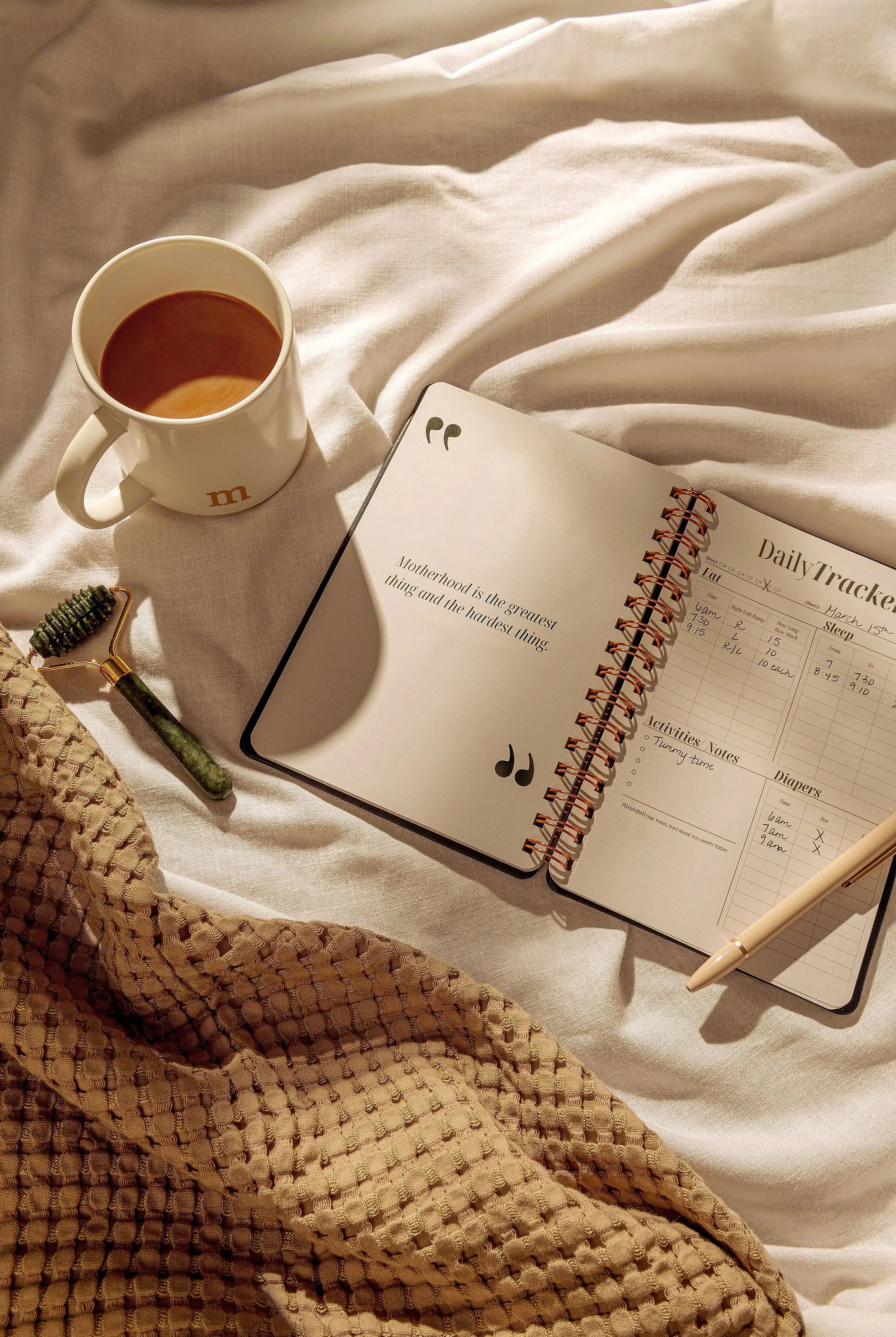 Motherhood reflection journal with wellness prompts