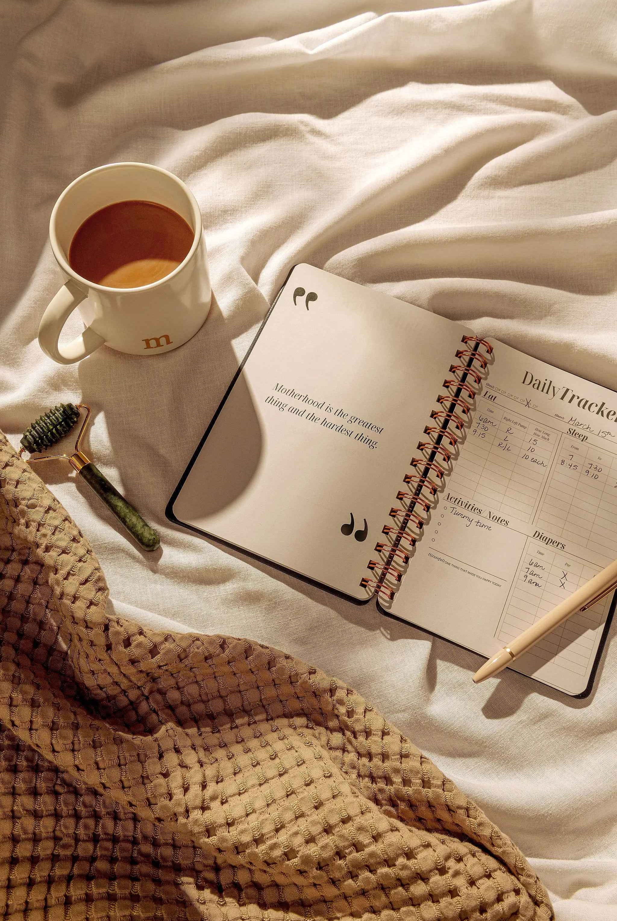 Postpartum Journal: Prompts for Mama + Daily Tracker for Baby