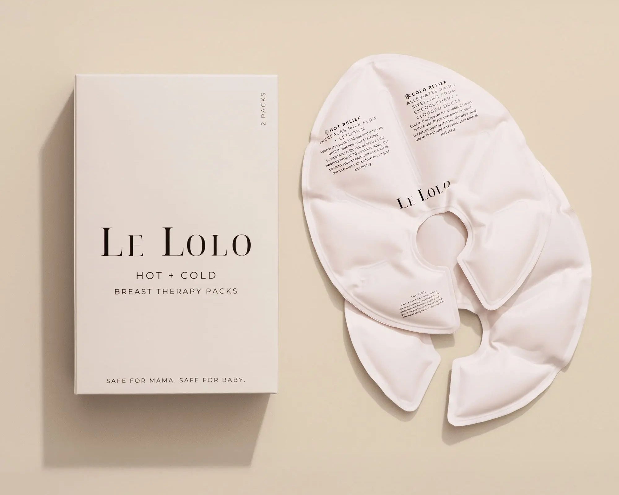 Hot and cold breast therapy packs – reusable gel pads for nursing moms by Le Lolo