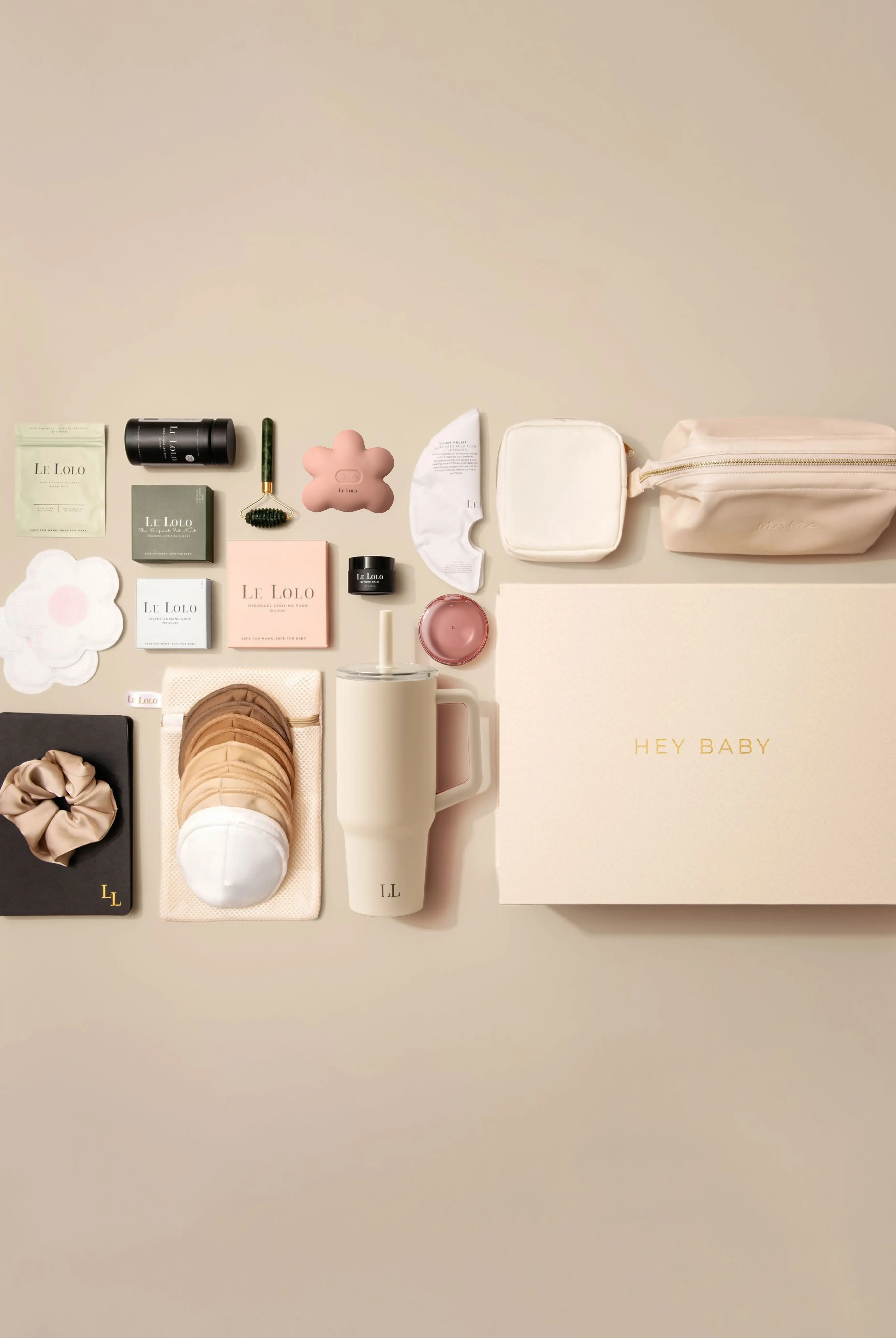 Deluxe new mom kit in blush – stylish postpartum and breastfeeding gift bundle with recovery essentials by Le Lolo