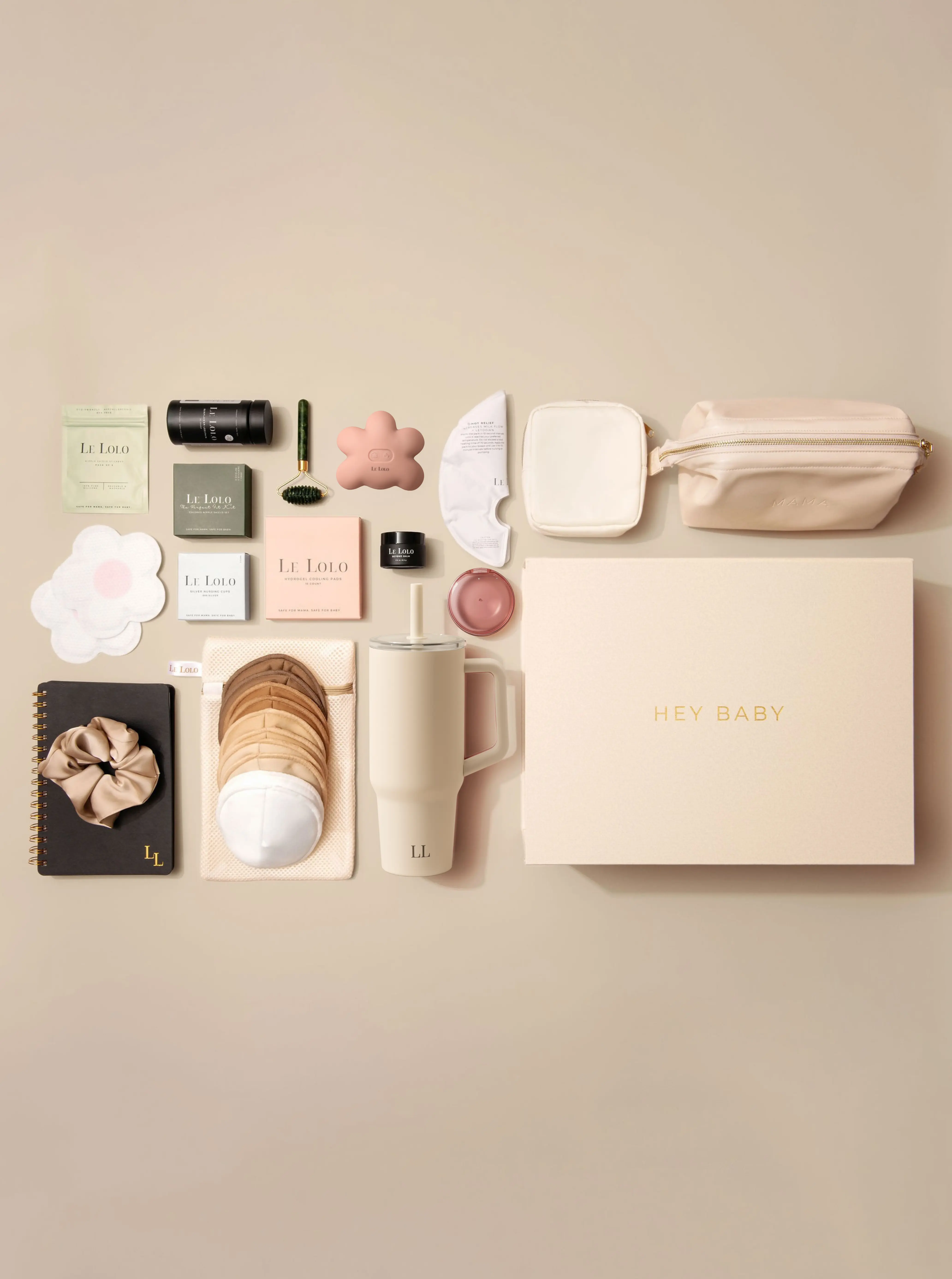 Deluxe new mom kit in blush – stylish postpartum and breastfeeding gift bundle with recovery essentials by Le Lolo
