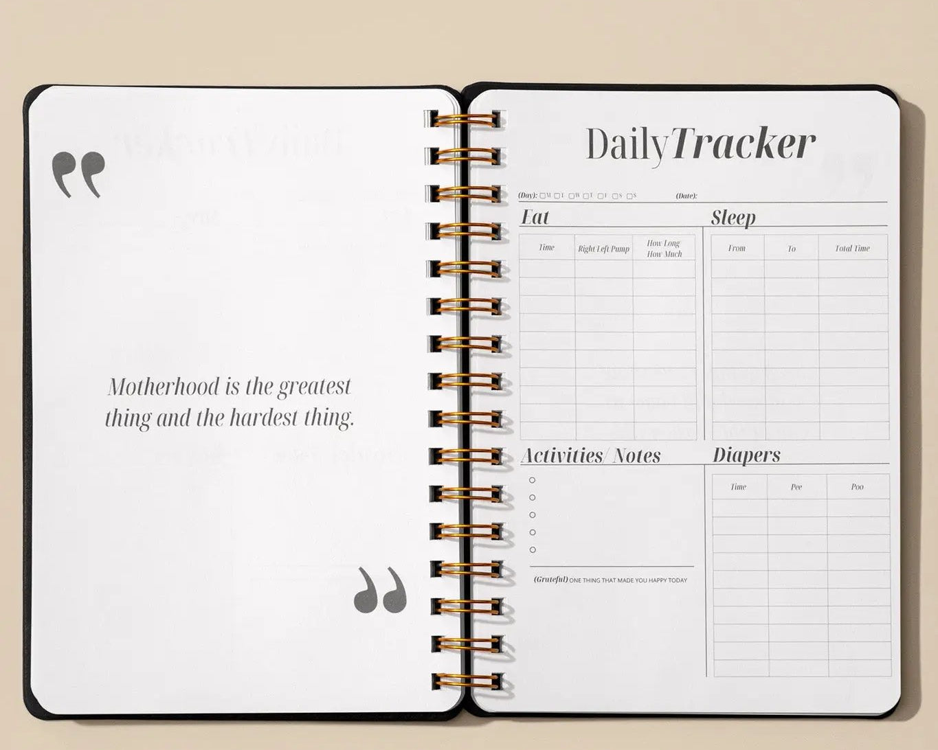 Baby tracker journal – daily log for feeding, sleep, and baby care routines