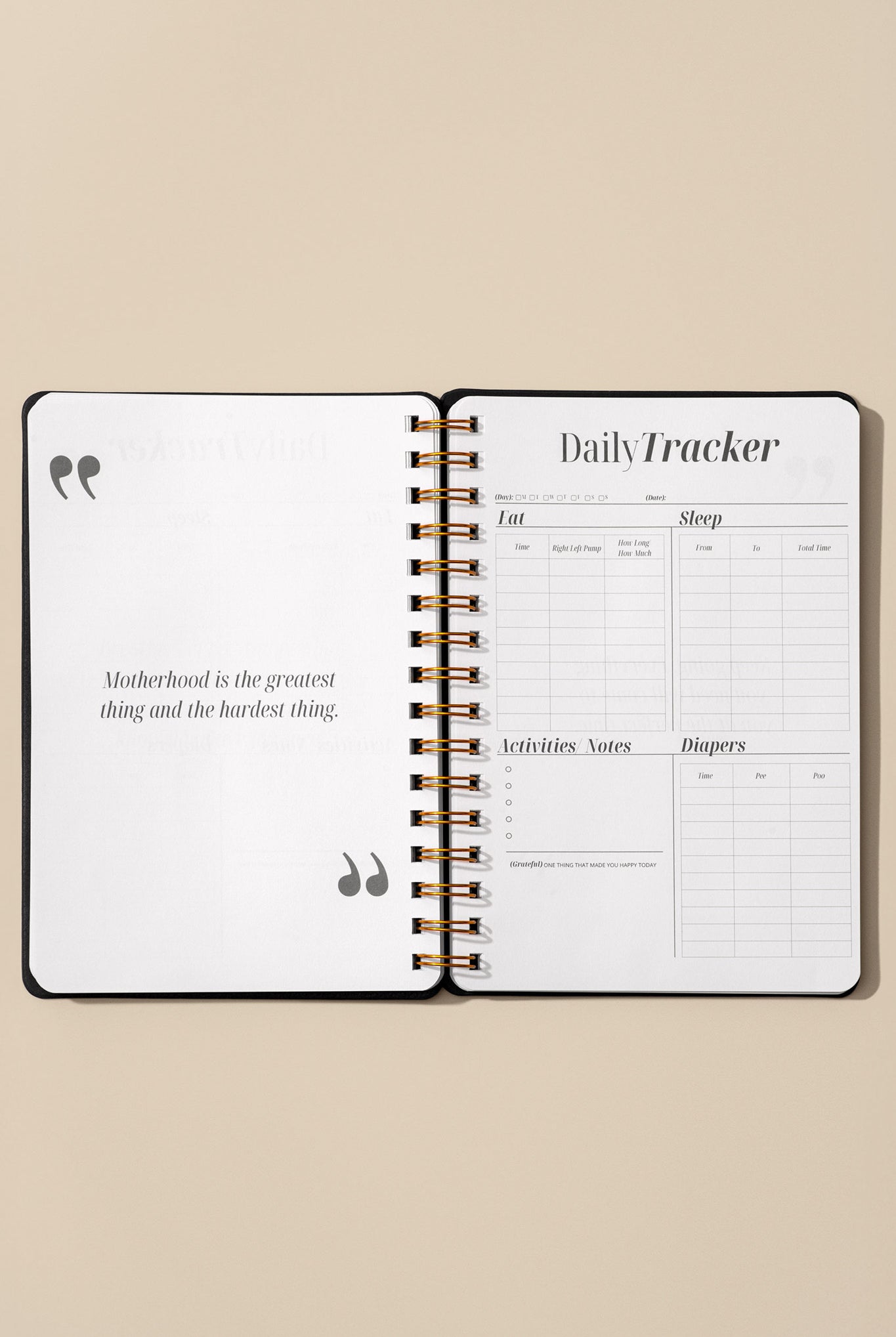 Baby tracker journal – daily log for feeding, sleep, and baby care routines