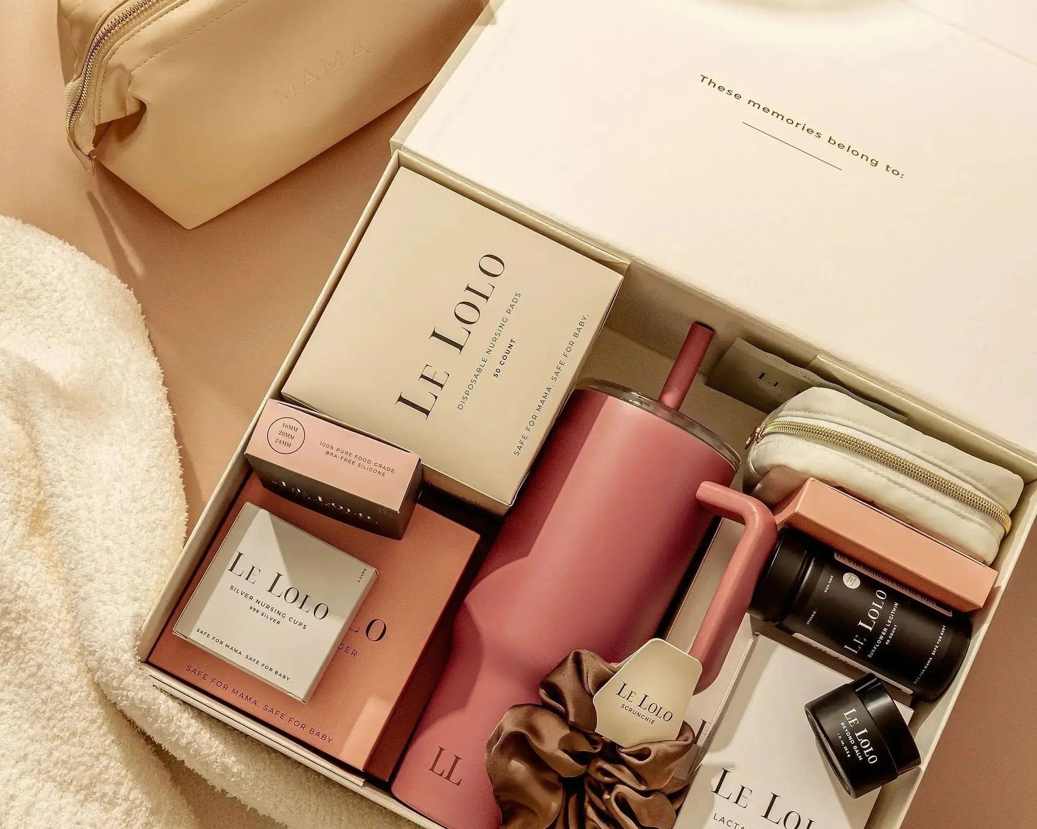 Luxury new mom kit in mauve – premium postpartum and breastfeeding gift bundle with all-in-one nursing essentials by Le Lolo