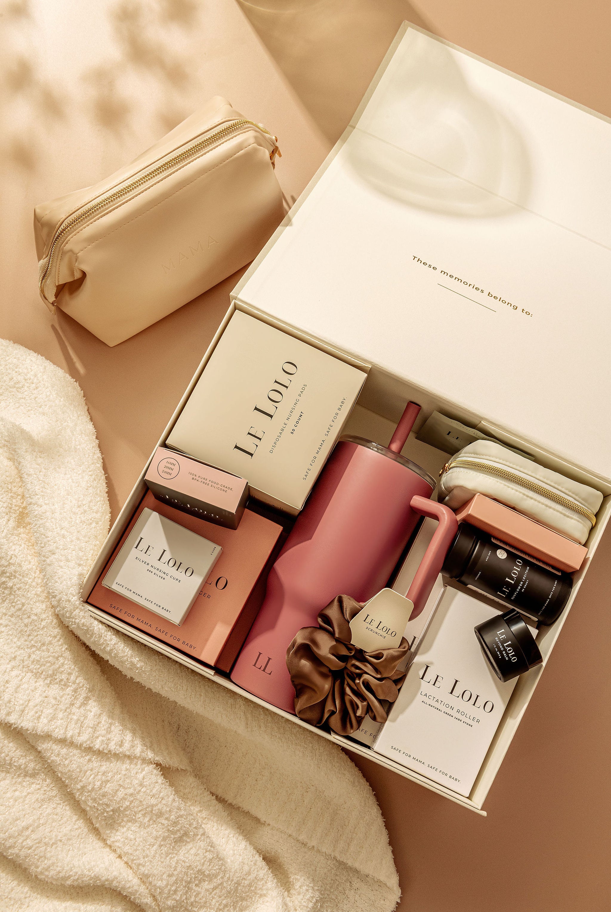 Luxury new mom kit in mauve – premium postpartum and breastfeeding gift bundle with all-in-one nursing essentials by Le Lolo