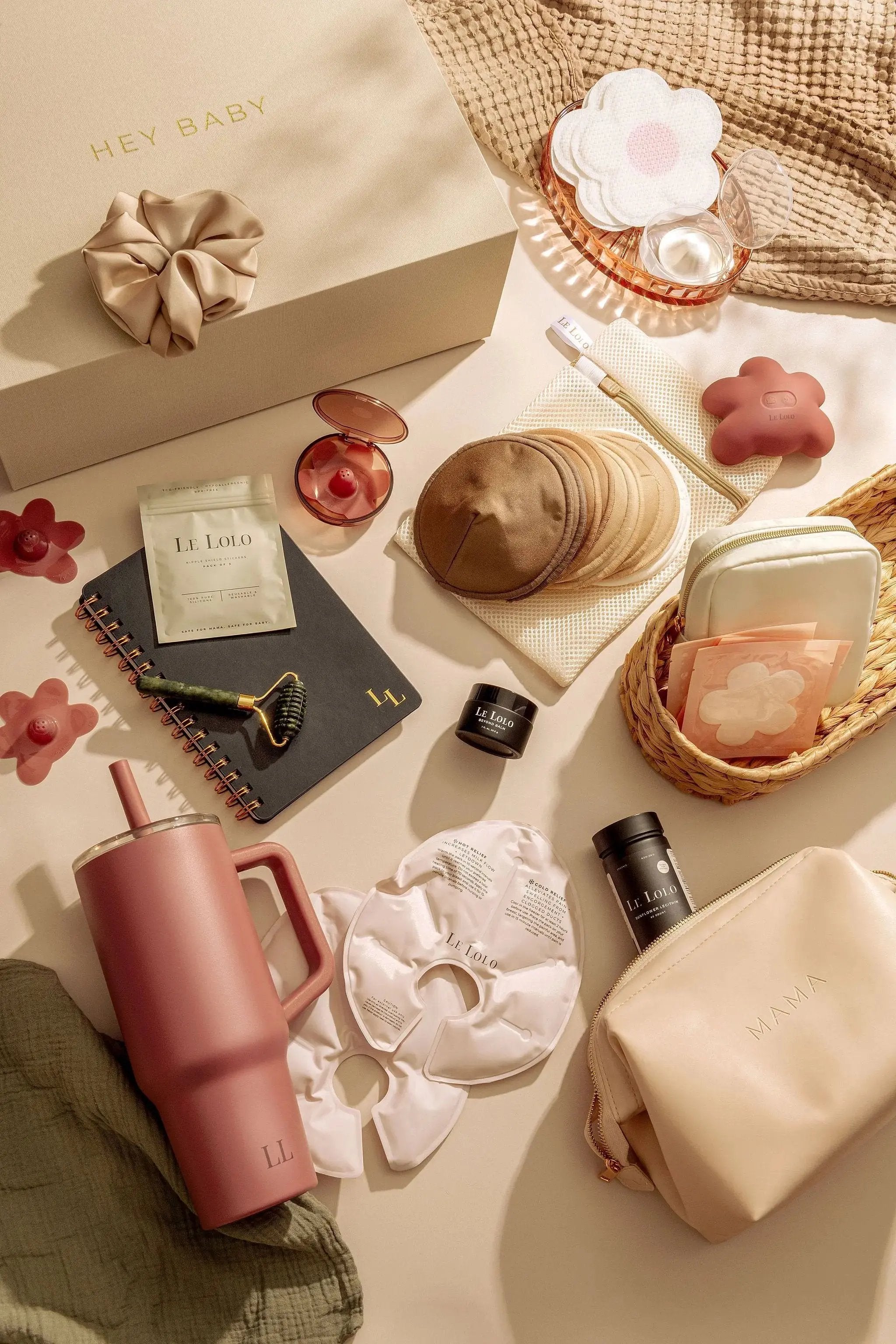 Beautiful postpartum bundle featuring mom-friendly nursing tools
