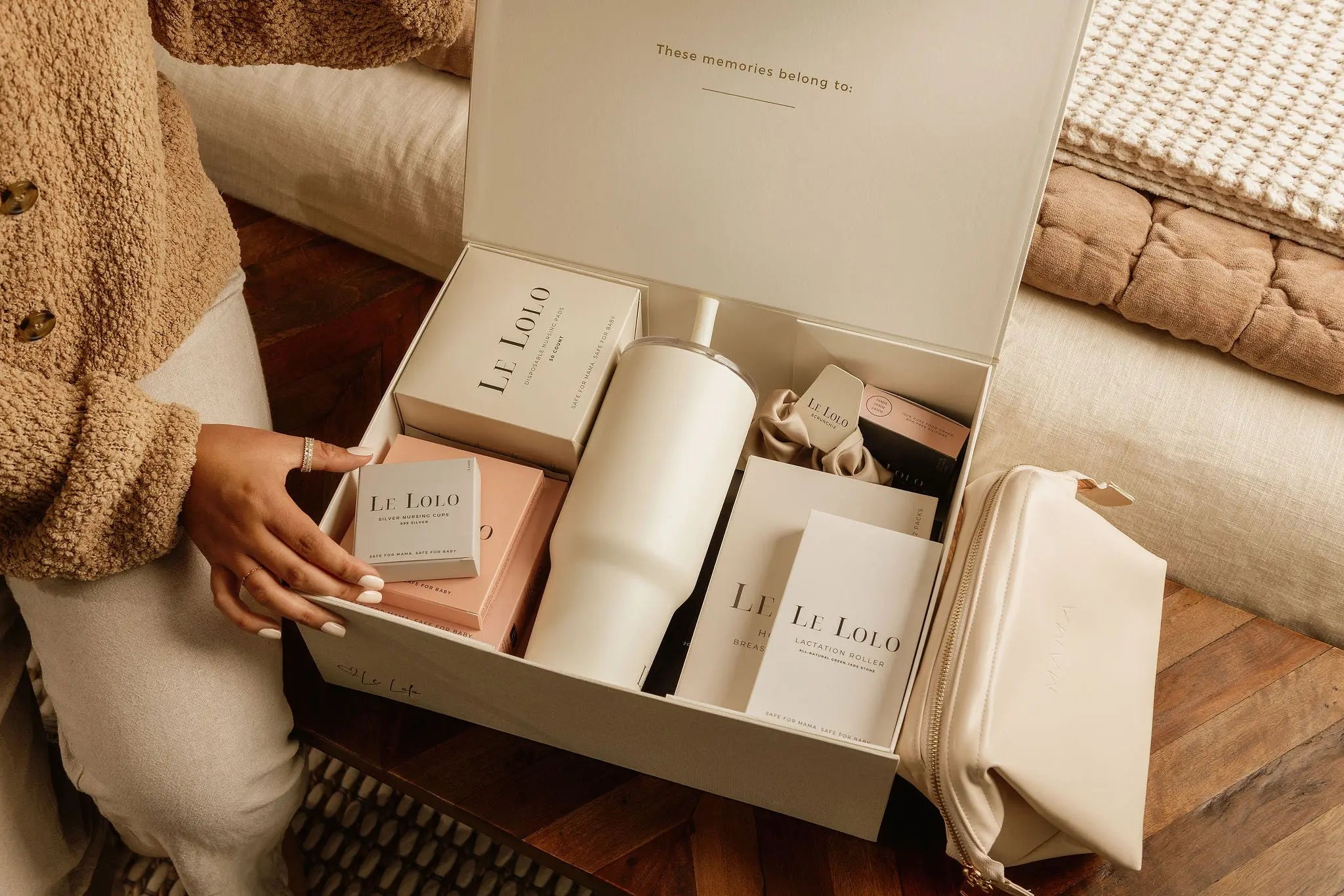 Curated postpartum bundle designed to support nursing and pumping